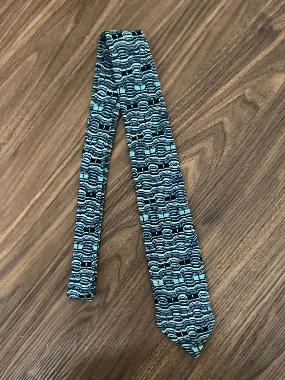 Missoni Men's Patterned Blue and Black Woven Tie